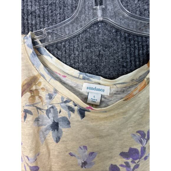 Sundance Womens Yellow Floral Blouse Size Large Linen Tie Waist Bohemian - Picture 4 of 8